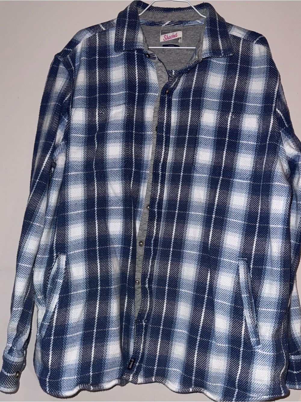 johnnie-O Navy and White Plaid Button-Down Shirt Jacket